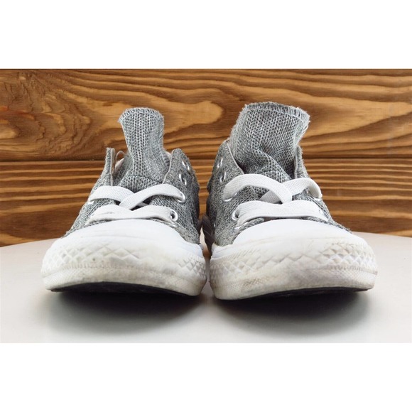 Converse Sneaker 12 Toddler Girls Gray‎ Fabric All Star Medium - Picture 4 of 12